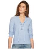 Lucky Brand Lace-up Sweater (misty Blue) Women's Sweater