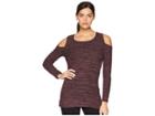 Tribal Long Sleeve Cold Shoulder Top (heather Fig) Women's Long Sleeve Pullover