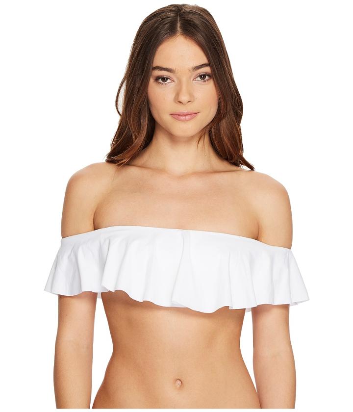 Trina Turk Gypsy Solid Off The Shoulder Bandeau Top (white) Women's Swimwear