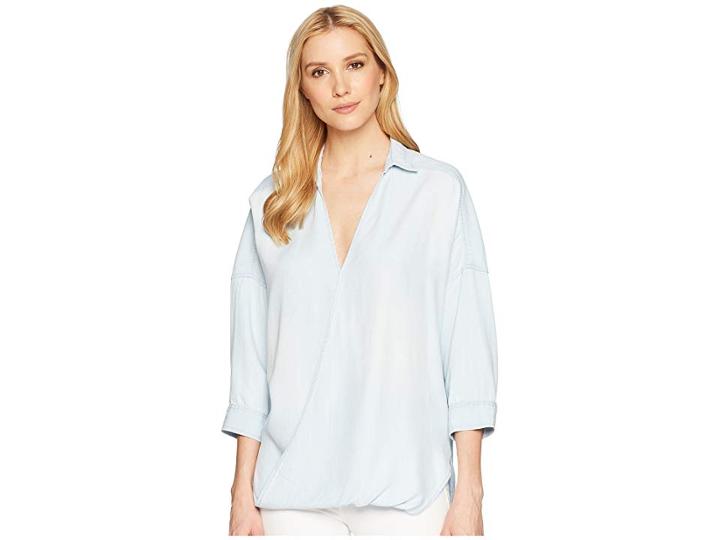 Liverpool Crossover Shirt W/ Fringe Back (del Norte Bleach) Women's Clothing