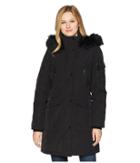 Calvin Klein Parka With Detachable Fur Trimmed Hood (black) Women's Coat