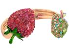 Betsey Johnson Strawberry And Apple Hinge Bracelet (pink/green) Bracelet