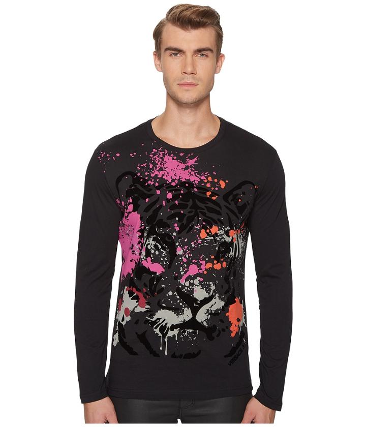 Versace Jeans Tiger Graphic Long Sleeve Tee (black) Men's T Shirt