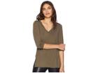 Michael Stars Brixton Jersey Long Sleeve V-neck Boyfriend Tee (loden) Women's T Shirt