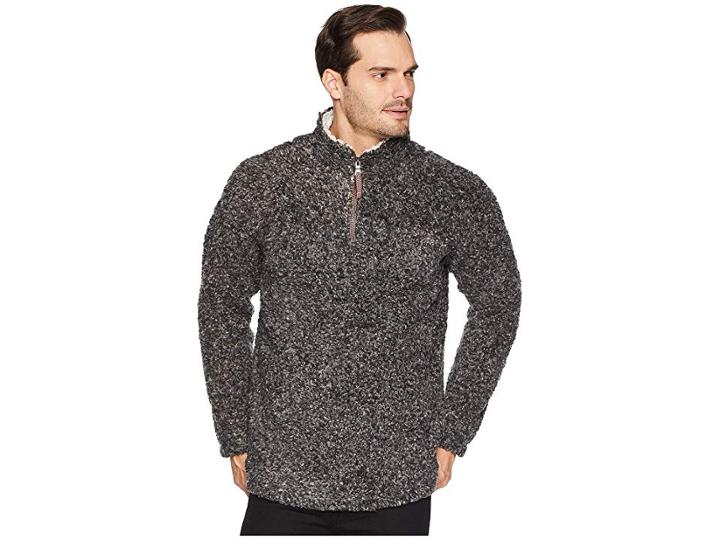 True Grit Softest Tip Shearling 1/4 Zip Pullover (charcoal) Men's Clothing