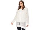 Calvin Klein Plus Plus Size Long Sleeve Lurex Cardigan (soft White) Women's Sweater