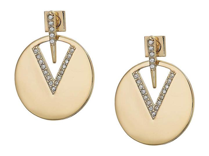 Vince Camuto Metal Post Disc Earrings (gold/crystal) Earring