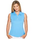 Adidas Golf Performance Sleeveless Polo (lucky Blue) Women's Sleeveless