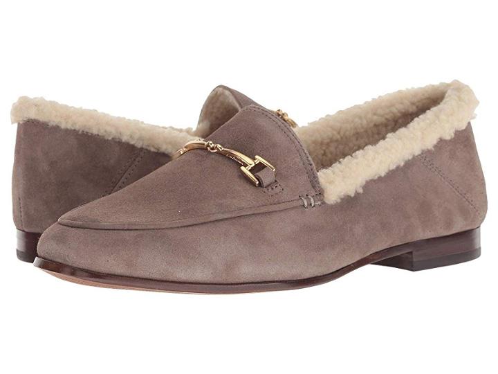 Sam Edelman Loraine (flint Grey/natural Kid Suede Leather/vegan Shearling Fur) Women's Dress Sandals