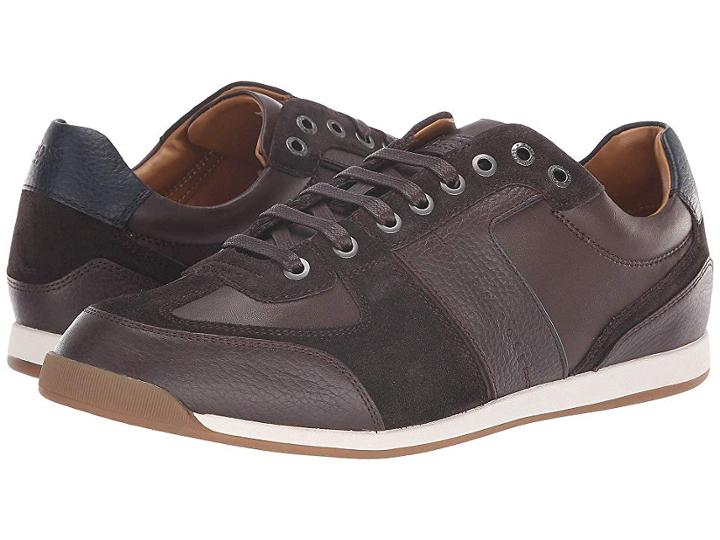 Boss Hugo Boss Maze Sneaker In Leather Suede By Boss Green (dark Brown) Men's Shoes