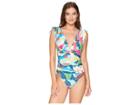 La Blanca Go With The Flo-ral Adjustable Arm Coverage Over The Shoulder One-piece Swimsuit (marina) Women's Swimsuits One Piece