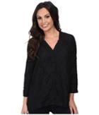 Lucky Brand Darcey Embroidered Top (lucky Black) Women's Long Sleeve Button Up
