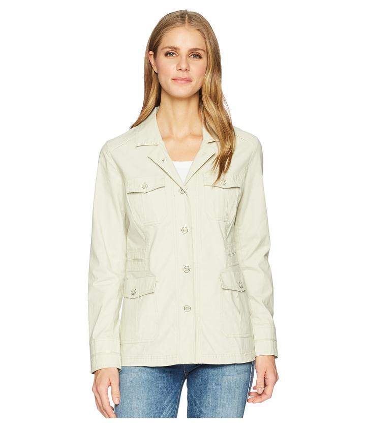 Tribal Cotton Stretch Poplin Long Sleeve Jacket With Pockets (stone) Women's Coat
