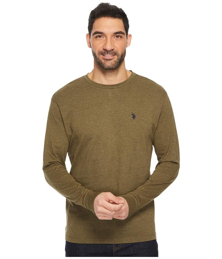 U.s. Polo Assn. Long Sleeve Crew Neck T-shirt (military Green Heather) Men's T Shirt