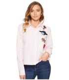 Romeo & Juliet Couture Stripe Shirt With Patches (dusty Pink) Women's Clothing