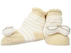 Mud Pie Gold Stripe Rattle Toe Socks (infant) (white) Girls Shoes