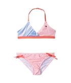 Tommy Hilfiger Kids Pattern Mix Two-piece Swimsuit (toddler) (candy Coral) Girl's Swimwear Sets