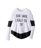 The Original Retro Brand Kids Dear Santa I Really Did Try Contrast Thermal (big Kids) (white/streaky Black) Girl's Clothing