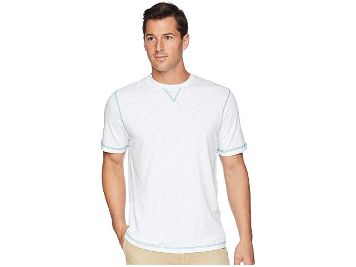 True Grit Heritage Slub Classic Fit Pigment Dyed Short Sleeve Knit Crew With Contrast Coverstitch (white) Men's T Shirt