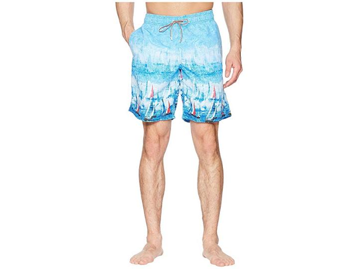 Bugatchi Sailboat Swim Trunk (sky) Men's Swimwear
