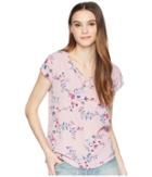 Pink Rose Cap Sleeve Top (mauve Poppy Ditsy Vine) Women's Clothing