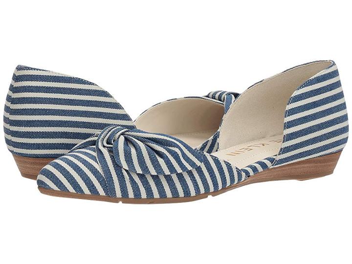 Anne Klein Bette (navy/white Fabric) Women's Flat Shoes