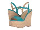 Michael Michael Kors Fisher Wedge (tile Blue Vachetta/raffia) Women's Wedge Shoes