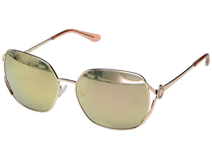 Guess Gf6080 (shiny Rose Gold/pink Flash Lens) Fashion Sunglasses
