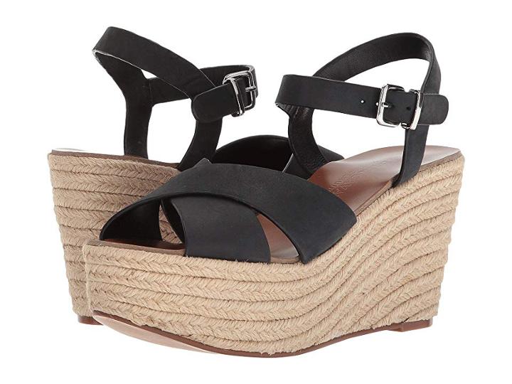 Kristin Cavallari Mikah Espadrille Wedge (black Leather) Women's Wedge Shoes