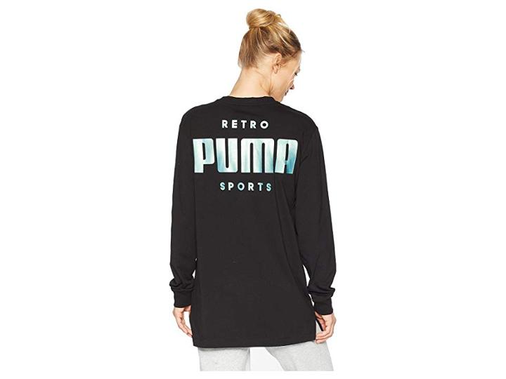 Puma Retro Sports Long Sleeve Tee (puma Black) Women's T Shirt