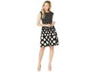 London Times Cap Sleeve Fit Flare Dress (black/blush) Women's Dress