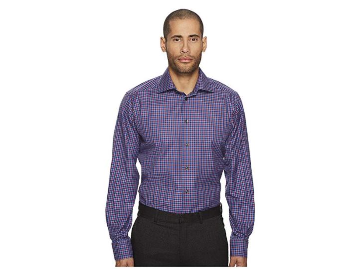 Eton Contemporary Fit Plaid Shirt (red/blue) Men's Clothing