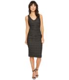 Nicole Miller Lurex Zigzag Wren Hip Tuck Dress (black/gold) Women's Dress