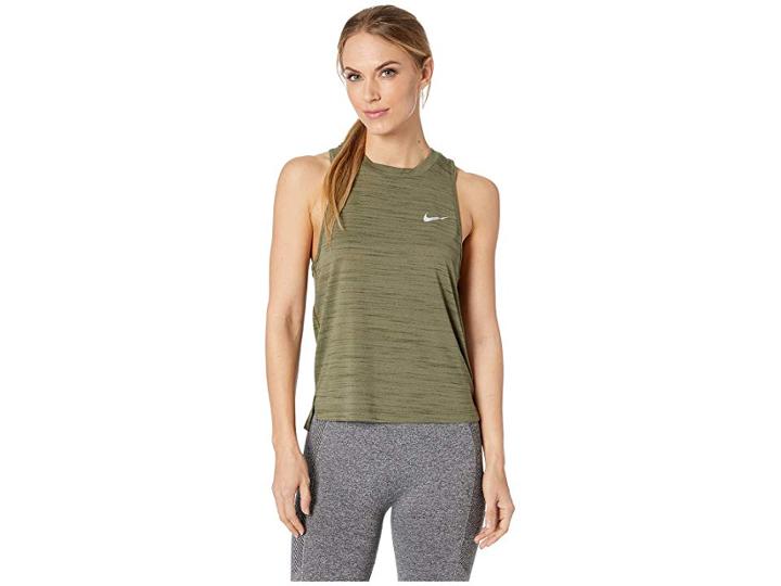 Nike Miler Slub Lx Tank Top (olive Canvas/heather) Women's Sleeveless
