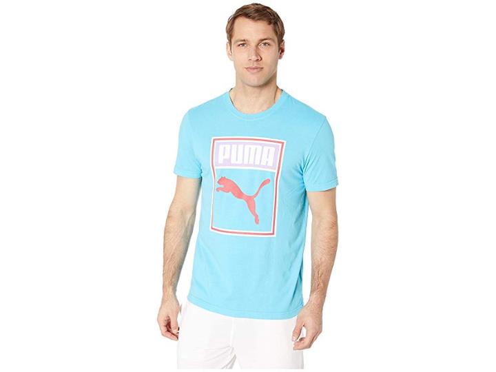 Puma Art Deco Box Logo Tee (aquarius) Men's T Shirt