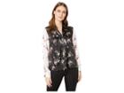 Vince Camuto Long Sleeve Delicate Bouquet Tie Neck Color Block Blouse (rich Black) Women's Blouse