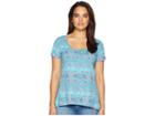 Fresh Produce Stamped Geo Luna Top (luna Turquoise) Women's Clothing