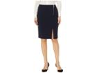 Calvin Klein Crepe Asymmetric Zip (navy) Women's Clothing