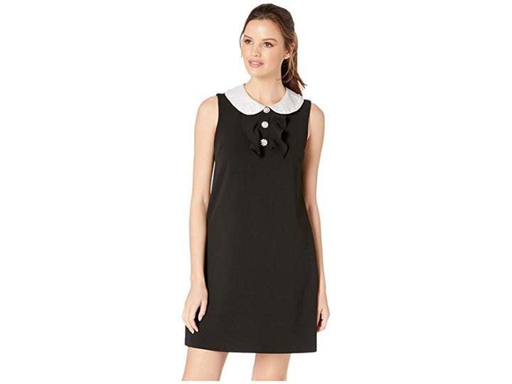 Betsey Johnson Scuba Crepe Dress W/ Peter Pan Collar (black) Women's Dress