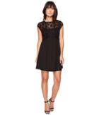 Kensie Lace Netting Dress Ks4k7904 (black) Women's Dress