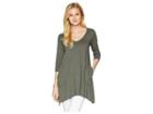 Allen Allen 3/4 Sleeve V-angled Tunic (cilantro) Women's Short Sleeve Pullover