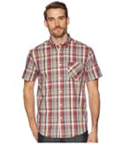 Ben Sherman Short Sleeve Madras Plaid Shirt (burnt Orange) Men's Clothing