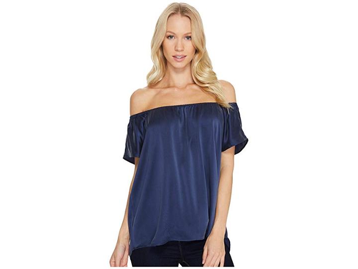 Joie Brandi Off The Shoulder Top (dark Navy) Women's Blouse