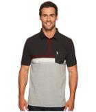 U.s. Polo Assn. Classic Fit Color Block Short Sleeve Pique Polo Shirt (black Heather) Men's Short Sleeve Pullover