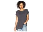Mod-o-doc Sandwashed Modal Jersey Raw Edge Asymmetrical Seamed Boxy Tee (grey) Women's T Shirt
