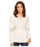 Miss Me Keyhole Lace Top (off-white) Women's Clothing