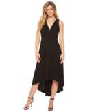 Calvin Klein Deep V High-low Gown Cd8b18jr (black) Women's Dress