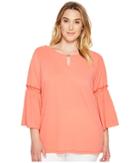 Calvin Klein Plus Plus Size Flutter Sleeve Top With Hardware (porcelain Rose) Women's Clothing