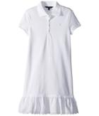 Polo Ralph Lauren Kids Eyelet-hem Mesh Polo Dress (little Kids/big Kids) (white) Girl's Dress