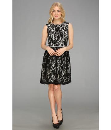Ivy & Blu Maggy Boutique Sleeveless A-line Lace Dress (black/white) Women's Dress